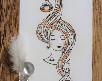 Postcard BALANCE astrological sign