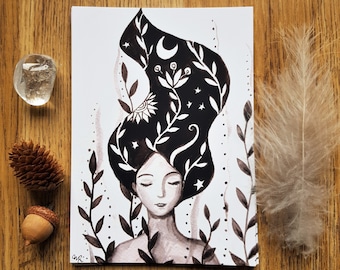 Moon woman postcard