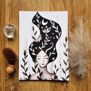 Carte postale femme lune