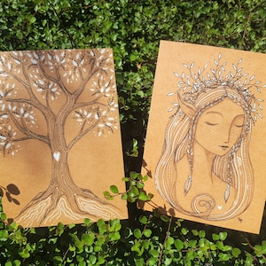 carte imprimée elfe ou arbre à encadrer