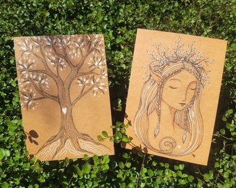 Tarjeta de duende o árbol impresa para enmarcar