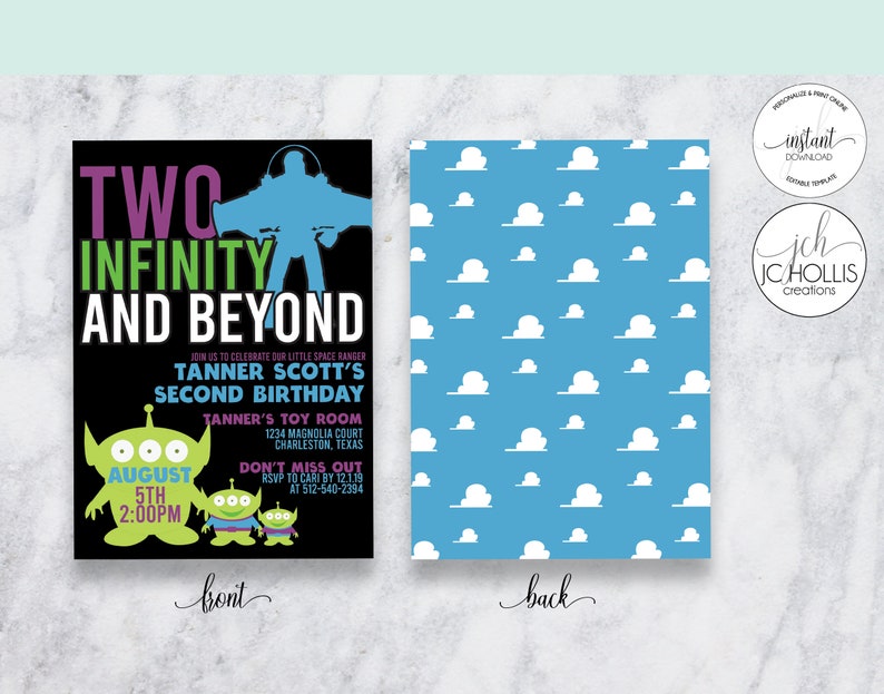 Two Infinity and Beyond Birthday Invitation Toy Story | Etsy