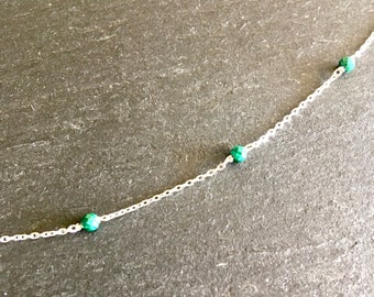 Collier fin malachite, argent 925