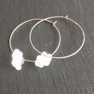 Boucles d'oreille créoles,nuage,argent 925 image 1