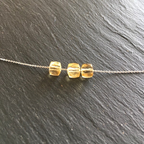 Collier fin citrine, argent 925