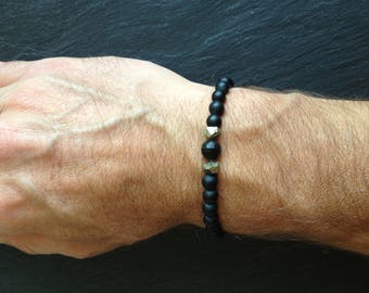 bracelet homme onyx noir et pyrite