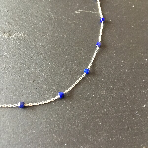 Collier fin lapis-lazuli, argent 925