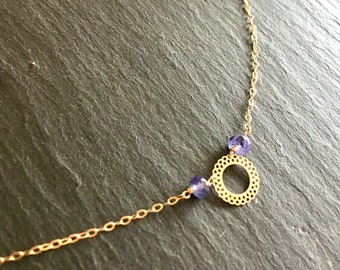 Tanzanite necklace with Gold plated sun
