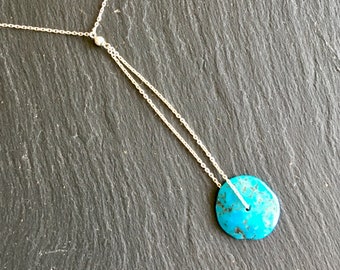 Collier turquoise véritable, argent 925