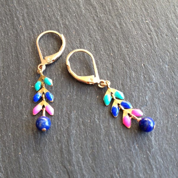 boucles d'oreilles courtes colorées lapis lazuli