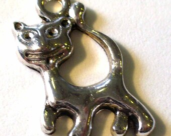 1 silver 22x14mm MB182 happy cat charm