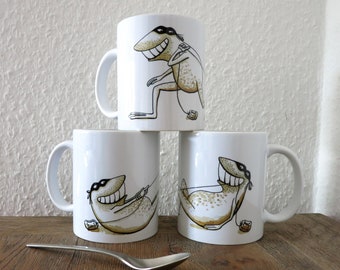 Tea Bag thief, all three!, mug, Teacup, coffee Mug, funny Mug, tea, Teatime, Gift for Tea drinker, Frog cup, Frog cup