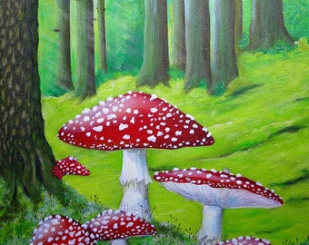 Fly mushroom frog - canvas print