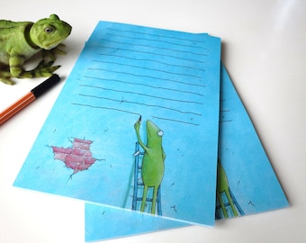 Note Frog "Many words", 2 pieces A5, writing pad, stationery, letter writing, Notepad, writing paper, Frog paper