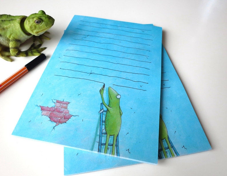 Note Frog Many words, 2 pieces A5, writing pad, stationery, letter writing, Notepad, writing paper, Frog paper image 1