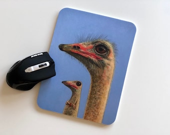 Kunztpad, Mousepad Emu Frog, Office, Workplace, Computer, Desk, Gift for the Desk, Emu, Ostrich