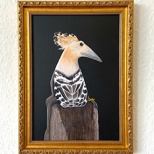 The Hoopoe, Frog Prince, Frog Picture, Hoopoe, Bird Picture, Original Picture, Acrylic Painting, Unique