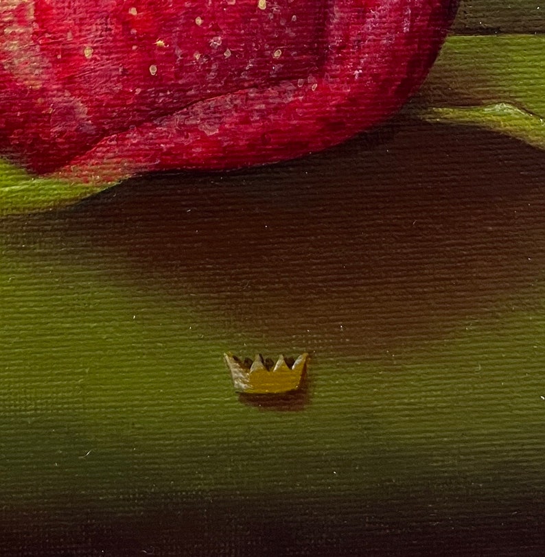 The apple frog, frog prince, frog picture, still life, original picture, acrylic painting, unique, fruit, apple image 4