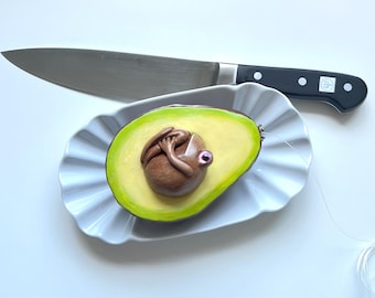 The avocado frog, please open avocados carefully, funny frog figurine, small frog, frog plastic, mini frog, small sculpture