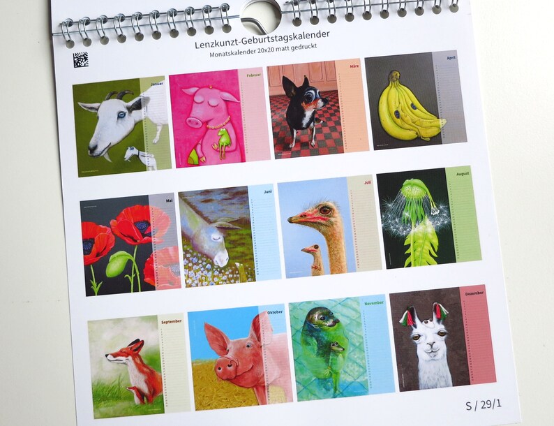 Birthday calendar, perpetual calendar, wall calendar, frogs, art calendar, animal calendar, frog calendar, gift image 8