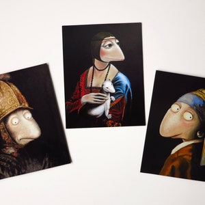 Fridge art, 3 magnets in postcard size, fridge magnet, magnets, magnetic foil, kitchen magnet, office, workplace, art magnet