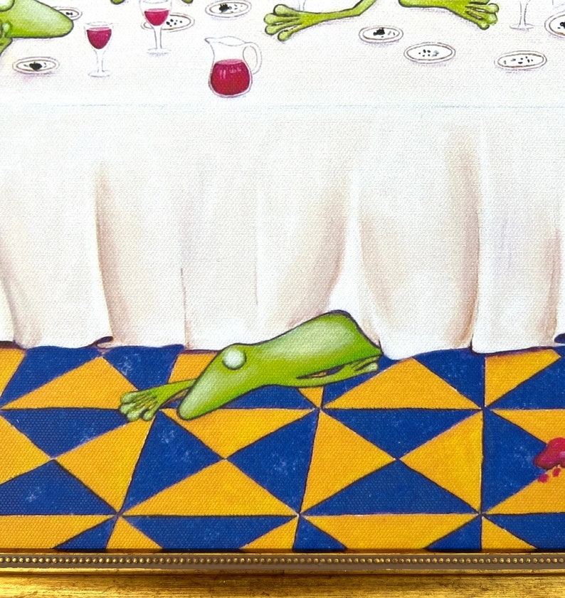 Das letzte Froschmahl, Froschbild, Abendmahl, Apostel, witziges Froschbild, Leinwanddruck, Leonardo DaVinci, Fresko, Abendessen, Küchenbild Bild 6