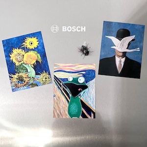 KÜHLSCHRANKKUNZT - „Große Namen“, 3 Magnete in Postkartengröße!