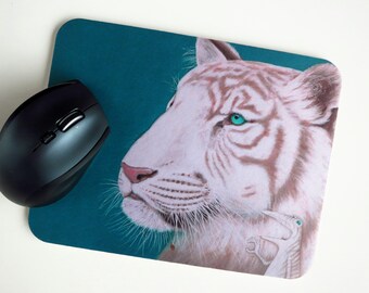 Kunztpad - Mousepad "Roy, the white tiger frog", Roy, Siegfried, Vegas, mouse pad, tiger picture, funny mouse pad, gift office, workplace