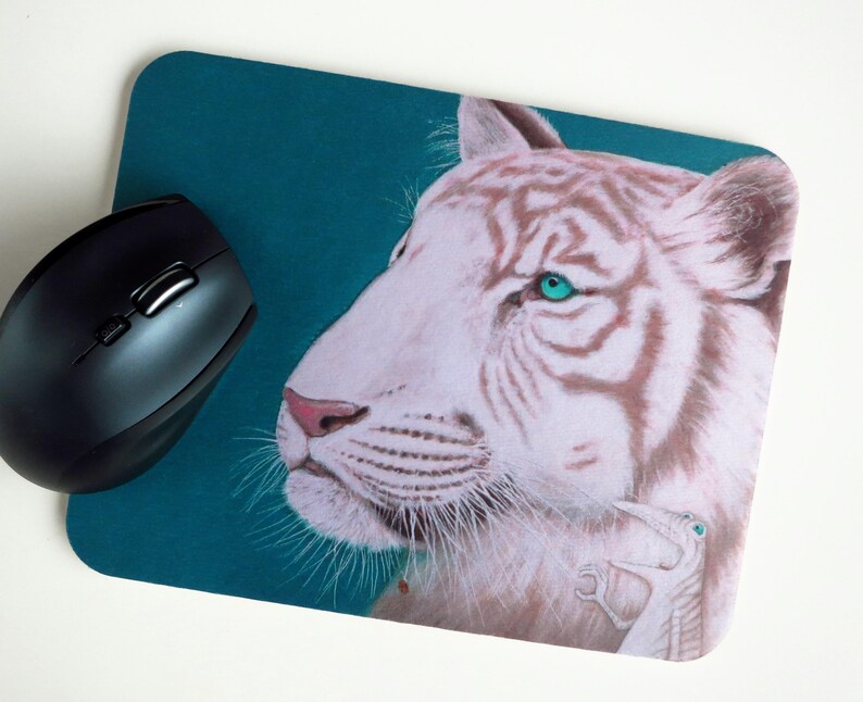 Kunztpad Mousepad Roy, the white tiger frog, Roy, Siegfried, Vegas, mouse pad, tiger picture, funny mouse pad, gift office, workplace image 1