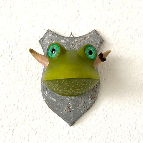 Ochsenfrosch, Trophäe, Frosch, Froschbild, Frosch Skulptur, 3D Frosch, Wandobjekt, Frosch Figur, Jagdtrophäe