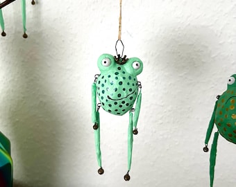 Grumpy Frog, hanging frog, Easter decoration, frog sculpture, grumpy frog for hanging, Frog Prince, Easter decoration, frog pendant, unique item