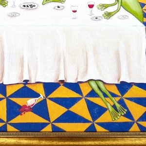 Das letzte Froschmahl, Froschbild, Abendmahl, Apostel, witziges Froschbild, Leinwanddruck, Leonardo DaVinci, Fresko, Abendessen, Küchenbild Bild 7