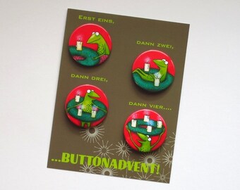 Buttonadvent - 4 buttons for Advent time, Advent calendar, Advent wreath, Advent wreath, Christmas, Christmas time, Advent pins, buttons