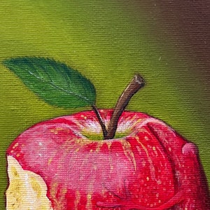The apple frog, frog prince, frog picture, still life, original picture, acrylic painting, unique, fruit, apple image 3