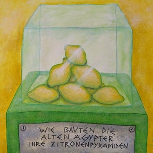 Lemon Pyramid, original on canvas, lemons, picture for kitchen, lemon picture, still life, painting, picture with fruit, picture with lemons image 1