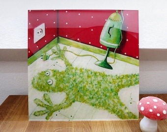 Flokatifrosch, Druck hinter Acrylglas, Frosch, Froschbild, witziges Bild, Bild für Kinderzimmer, Bild als Geschenk