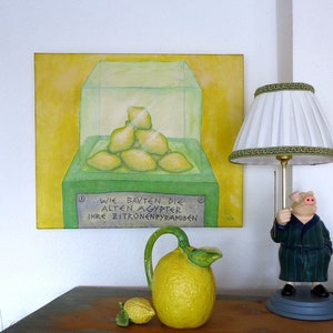 Lemon Pyramid, original on canvas, lemons, picture for kitchen, lemon picture, still life, painting, picture with fruit, picture with lemons image 2