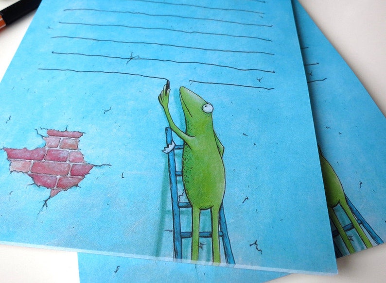 Note Frog Many words, 2 pieces A5, writing pad, stationery, letter writing, Notepad, writing paper, Frog paper image 3