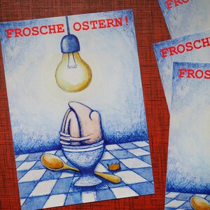 7 Osterkarten, Frosche Ostern!, Kunztpostkarten, Frohe Ostern, Froschkarten, Kunstpostkarten, Karten zu Ostern