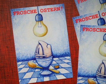 7 Osterkarten, Frosche Ostern!, Kunztpostkarten, Frohe Ostern, Froschkarten, Kunstpostkarten, Karten zu Ostern