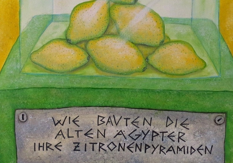 Lemon Pyramid, original on canvas, lemons, picture for kitchen, lemon picture, still life, painting, picture with fruit, picture with lemons image 4