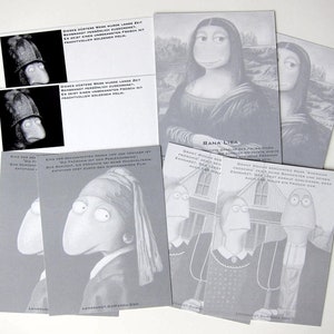 8 KUNZTPOSTKARTEN in the classic set, Mona Lisa, Golden Helmet, Pearl Earring, Grant Wood, postcard art, postcards, frog image 2