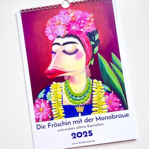 Kunztdruck-Froschkunzt-Kalender 2025, Kunstkalender, Tierkalender, Froschkalender, Frösche, Wandkalender, witziger Kalender, Jahresplaner