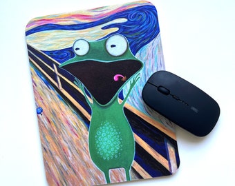 Kunztpad - Mousepad "Munch's Screaming Frog", frog mouse pad, art mousepad, Edvard Munch, scream, frog prince, mouse pad with frog, mouse mat