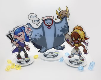 Splatoon 3 Deep Cut Big man Shiver Frye Pixel art Acrylic Standees