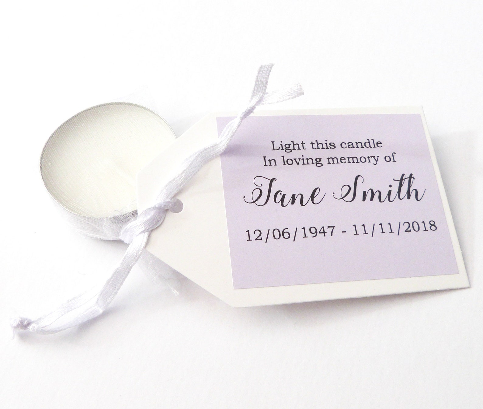 10 X Personalised Tea Light Candles Funeral Favor Gift in Etsy UK