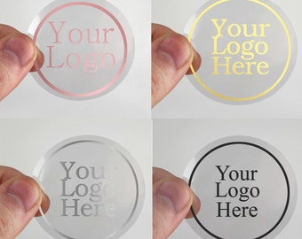 100 x autocollants ronds transparents 45 mm 50 mm 65 mm 90 mm argent or rose or brillant logo étiquettes transparentes autocollants commerciaux