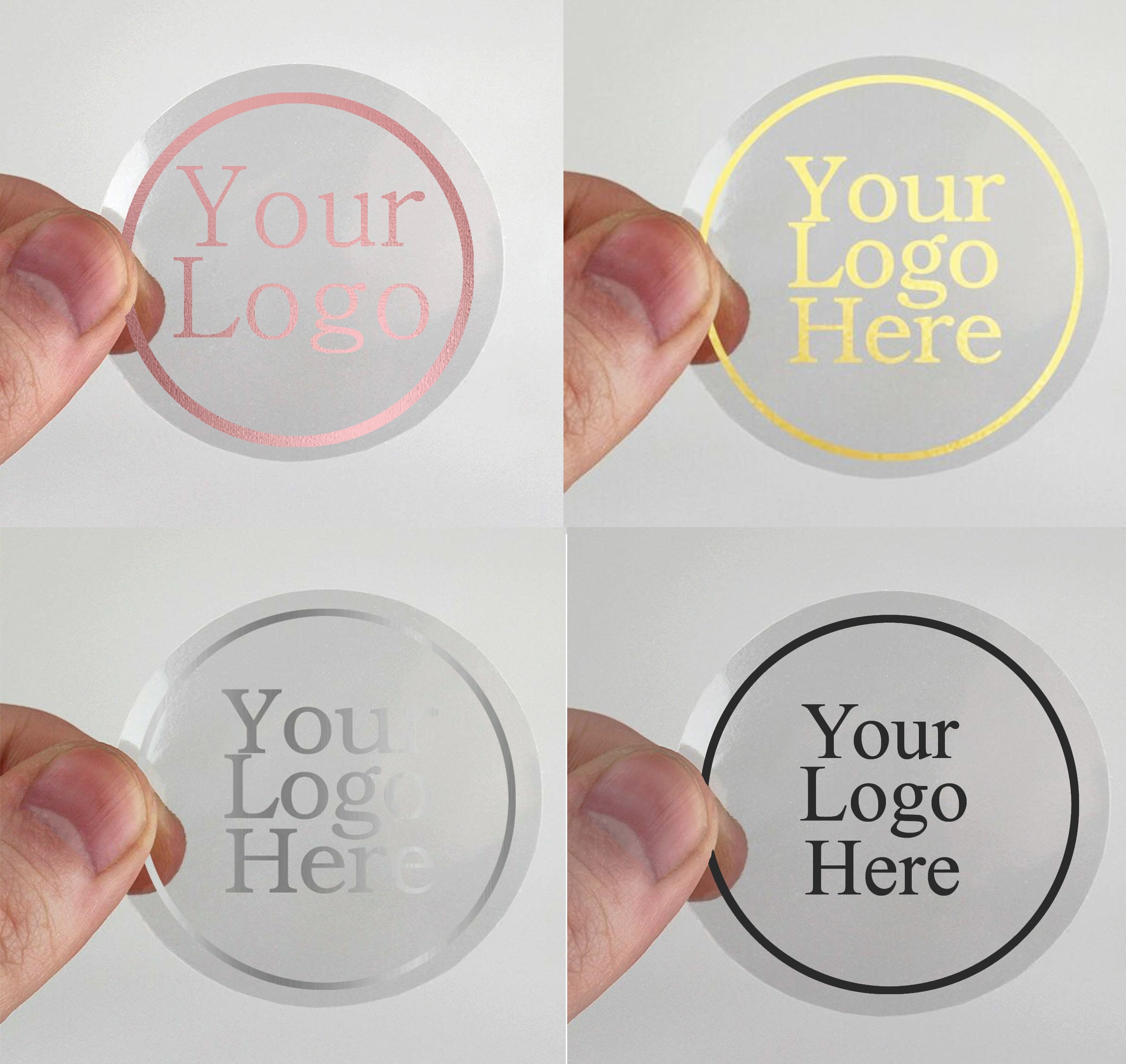 Gold Foil Stamping Clear Logo Printed Transparent Circle Stickers Roll  Custom Clear Round Sticker Printing