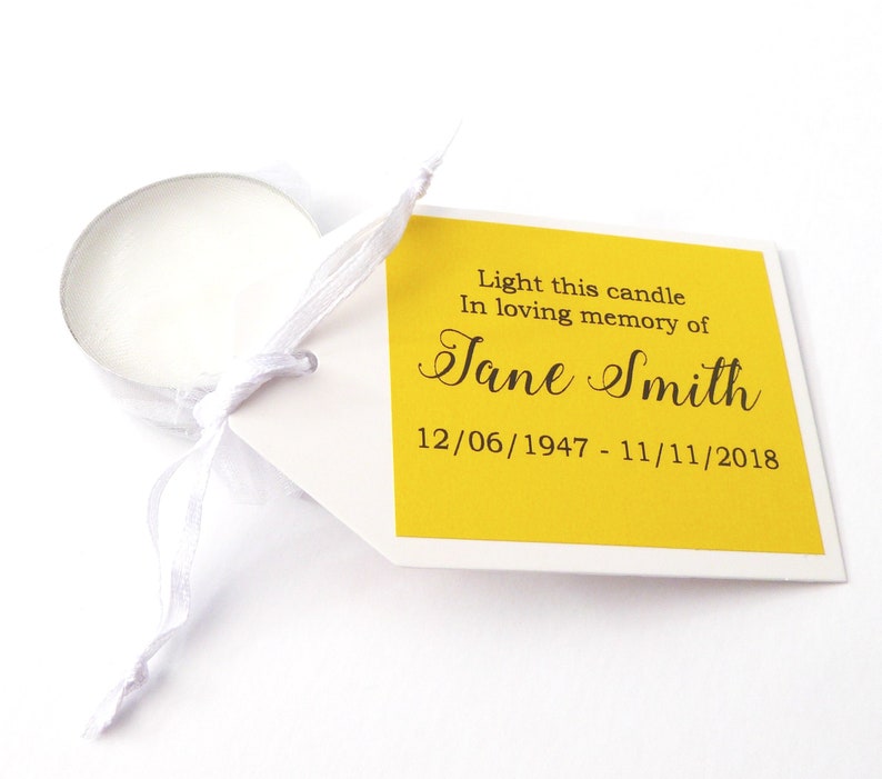 10 X Personalised Tea Light Candles Funeral Favor Gift in Etsy UK