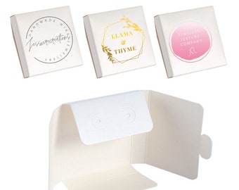 Earring box packaging holder mailer white card with personalised printed logo rose gold silver and gold